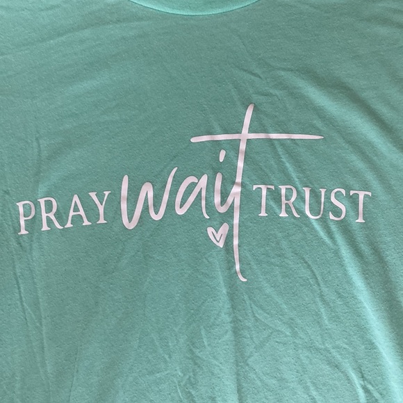 Bella+Canvas Pray Wait Trust Teal T-Shirt - Picture 6 of 10
